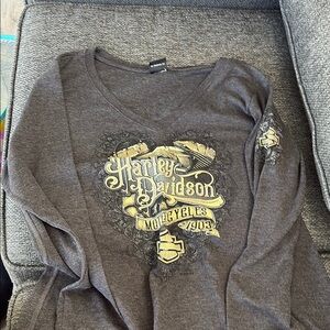 Harley-Davidson Charcoal Shirt with Gold Accents